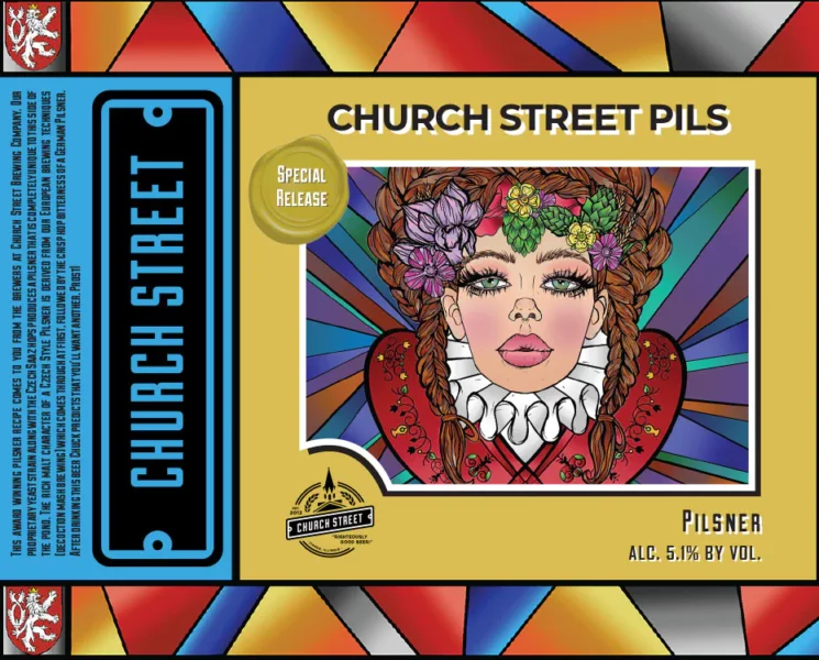 church st pils 16 oz can label beer