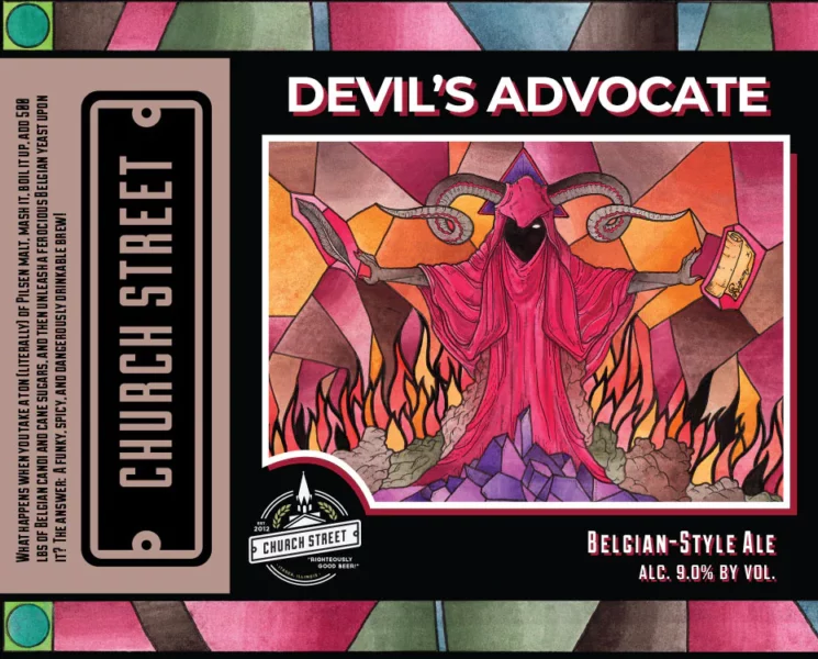 devils advocate 16 oz can label beer