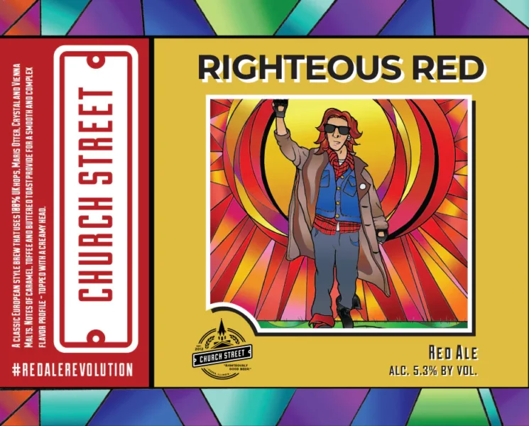 righteous red ale 16 oz label beer