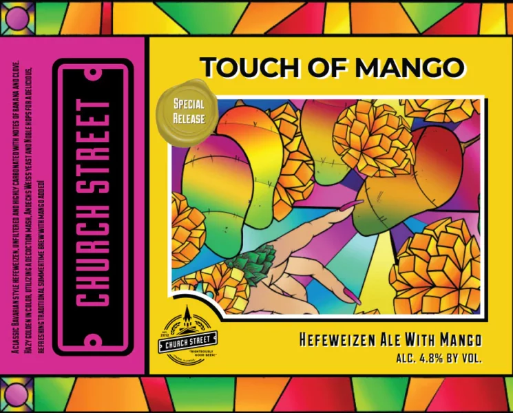 touch of mango hefe 16 oz can label beer